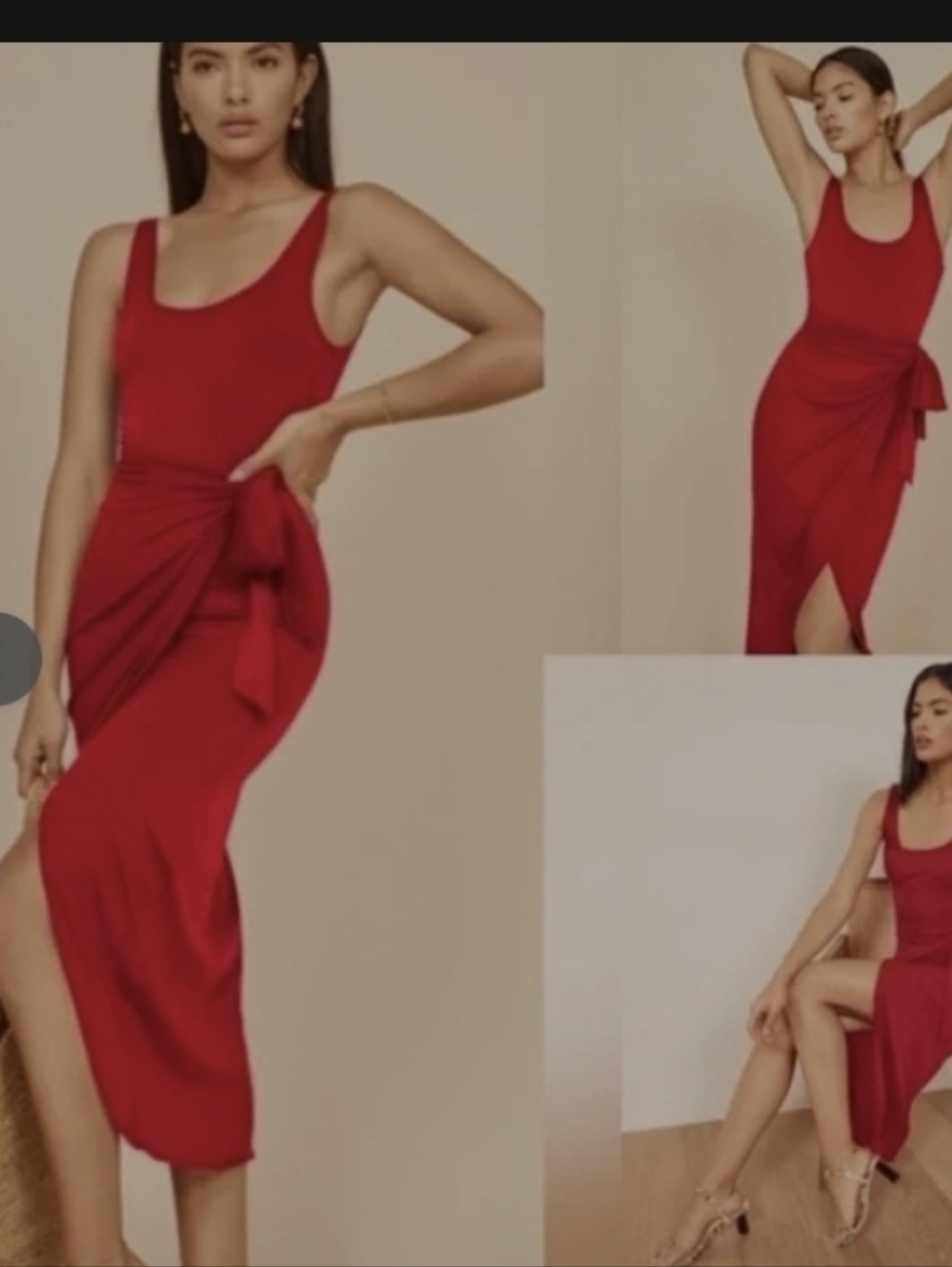 REFORMATION JEANS EUC RED WRAP SLEEVELESS BODYCON STRETCHY TSHIRT LIKE FABRIC M